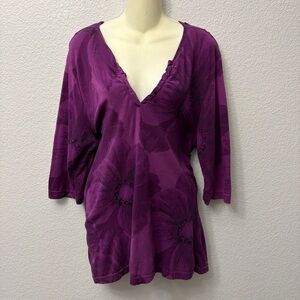 St. John's Bay Women's  Purple Floral Top